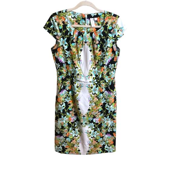 MAGLIA DRESS Women’s Size 8 Multi-Colored Pockets Sheath Floral Print Zip Back - Picture 1 of 8